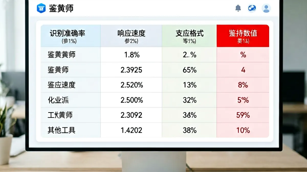鉴黄师与多款内容审核工具并排展示的功能对比界面截图，突出识别准确率和响应速度差异