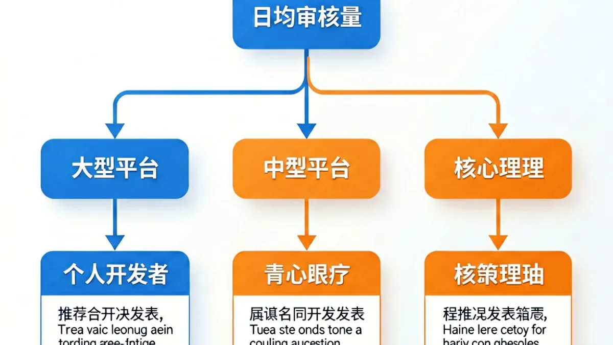鉴黄师 - 内容审核工具选型决策示意图，展示不同规模平台对准确率、并发量和部署方式的取舍路径